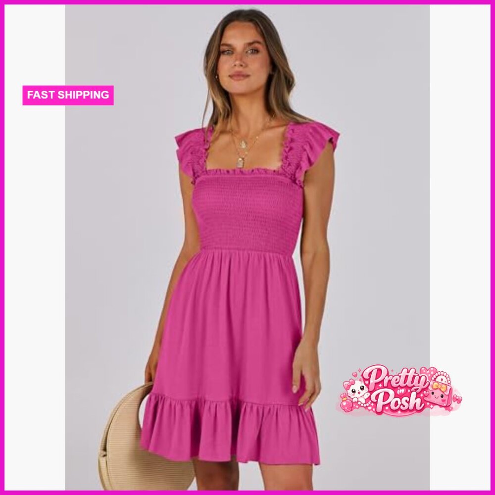 Rayon Polyester Elastane Smocked Square Neck Sund… - image 2